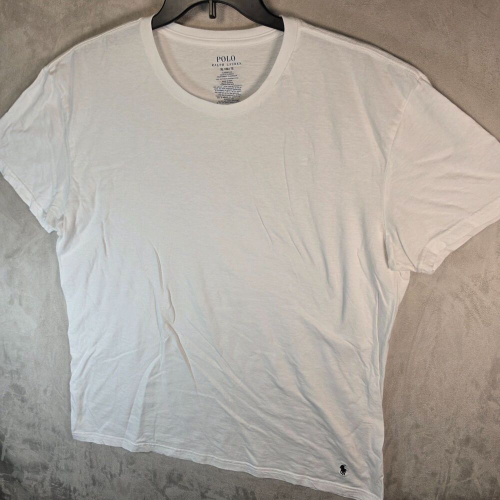 Polo Ralph Lauren T-Shirt Men's XL White Short Sleeve Crew Neck Bottom Hem Pony